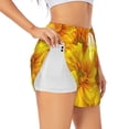thumbnail image 1 of JUNZAN 3D Sunflowers Print Women's Athletic Gym Running Shorts with Phone Pockets - Workout Shorts-Large, 1 of 8