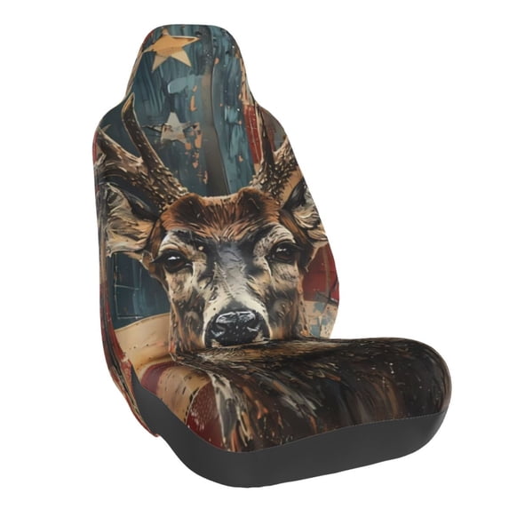 JUNZAN American Flag Deer Art Pattern Seat Covers,Universal Fit Sedans,Cars,Vans,SUV,Truck