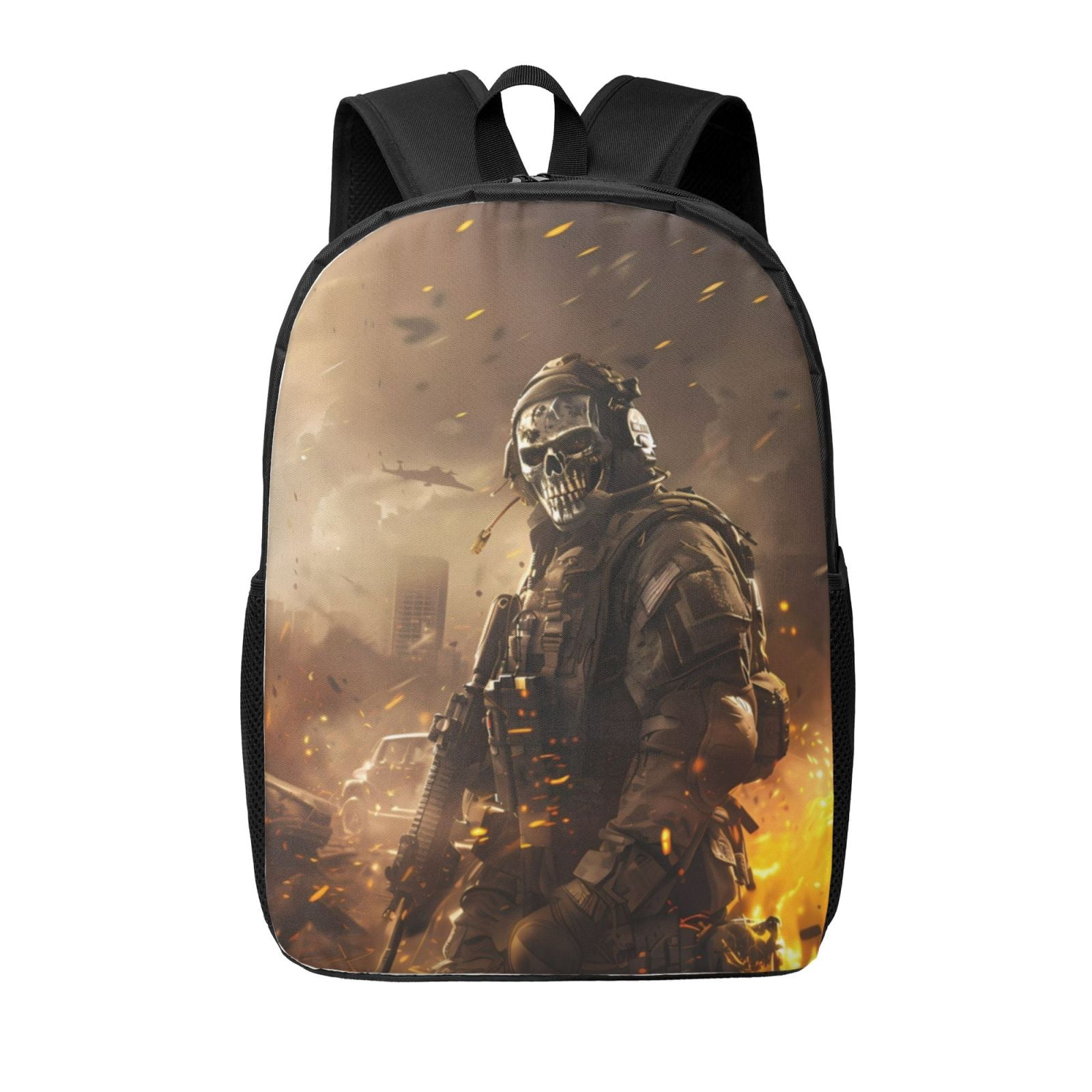 JUNZAN Apocalyptic Skull Soldier Pattern Travel Laptop Backpack for Men ...