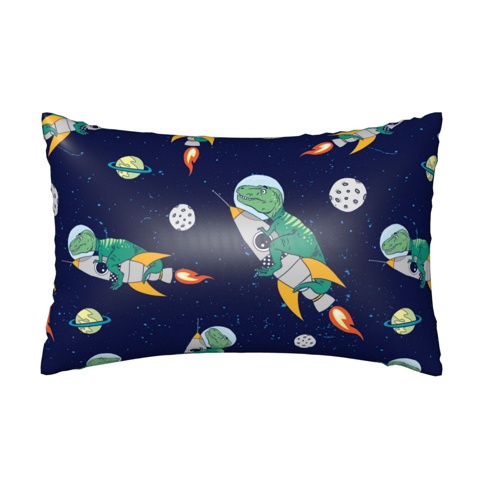 JUNZAN Astronaut Dinosaur and Space Silk Pillowcase for Hair and Skin