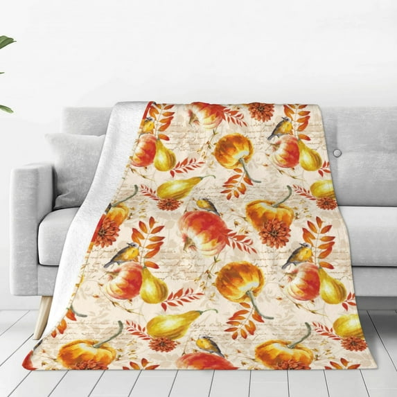 JUNZAN Autumn With Birds Print Flannel Fleece Blanket Throw Blanket for Bed,Sofa,Couch,Travel,Camping(80"x60" )