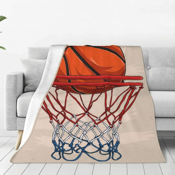 JUNZAN Basketball Shot Print Flannel Fleece Blanket Throw Blanket for Bed,Sofa,Couch,Travel,Camping(40"x30" )