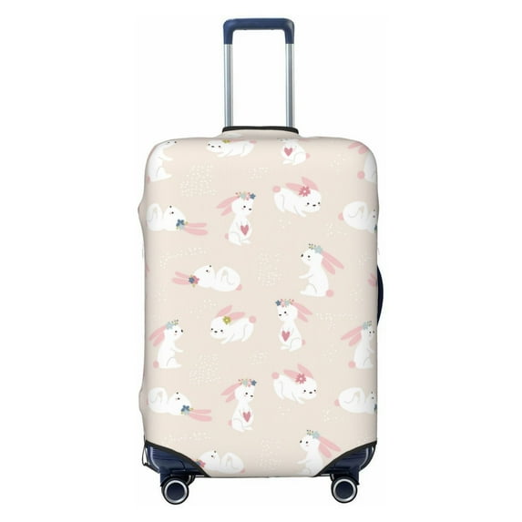 JUNZAN Beautiful Rabbit Print Washable Luggage Cover - Fashion Suitcase Protector Fits 18-32 Inch Luggage