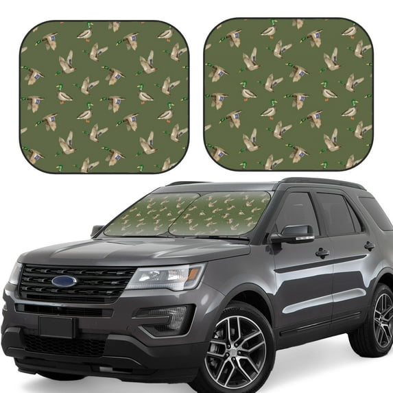 JUNZAN Birds Wild Ducks Pattern Car Windshield Sun Shade | Reflective Sunshade | Foldable 2-Piece Sun Shield Protect Your Car | Fits Sedans, SUVs, Hatchbacks-Large