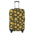 thumbnail image 1 of JUNZAN Black Ink Green Plaid Sunflower Print Washable Luggage Cover - Fashion Suitcase Protector Fits 18-32 Inch Luggage (without luggage), 1 of 5