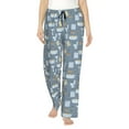 thumbnail image 1 of JUNZAN Blue Bathroom Women's Pajama Pants Drawstring Comfy Sleep Bottoms with Pockets, 1 of 5