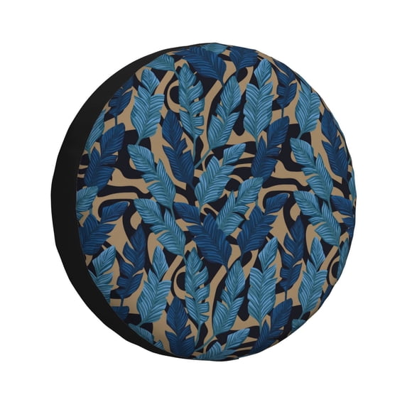 JUNZAN Blue Leaves A Tire Cover Wheel Protector for Truck SUV Trailer Camping Rv Tire Covers-17 inch