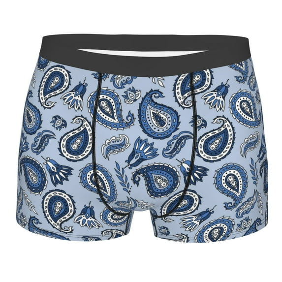JUNZAN Blue Paisley Pattern Vintage Mens Underwear Boxer Briefs for Men’s-XX-Large
