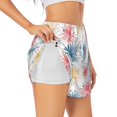 thumbnail image 1 of JUNZAN Bright Colorful Fireworks Print Women's Athletic Gym Running Shorts with Phone Pockets - Workout Shorts-Large, 1 of 5
