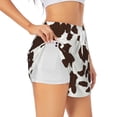 thumbnail image 1 of JUNZAN Brown Cow Print Women's Athletic Gym Running Shorts with Phone Pockets - Workout Shorts-Small, 1 of 5