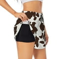 thumbnail image 1 of JUNZAN Brown Cow Print Women's Athletic Gym Running Shorts with Phone Pockets - Workout Shorts-Small, 1 of 5