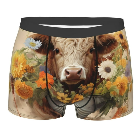 JUNZAN Bucket Flower Cow Mens Underwear Boxer Briefs for Men’s - XX-Large