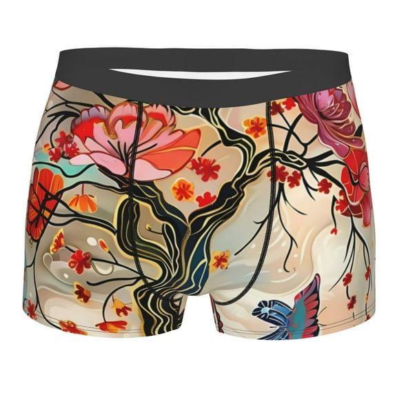 JUNZAN Butterflies And Flowers Painting Mens Underwear Boxer Briefs for Men’s-Medium