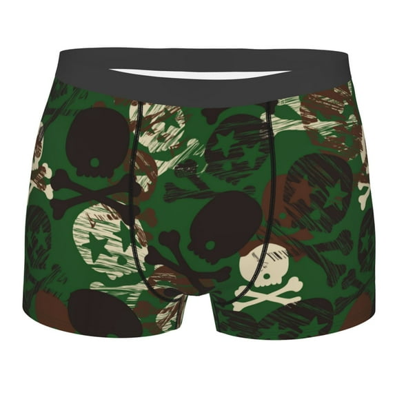 JUNZAN Camouflage Skull Mens Underwear Boxer Briefs for Men’s - X-Large