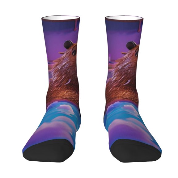 JUNZAN Capybara Bathtub Fun Mens Funny Socks for Men Women Colorful Fun Novelty Crew Patterned Socks