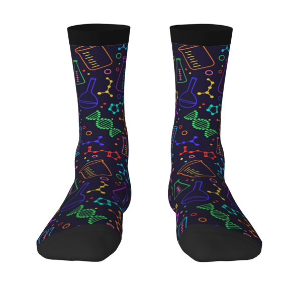 JUNZAN Chemistry Science Mens Funny Socks for Men Women Colorful Fun Novelty Crew Patterned Socks