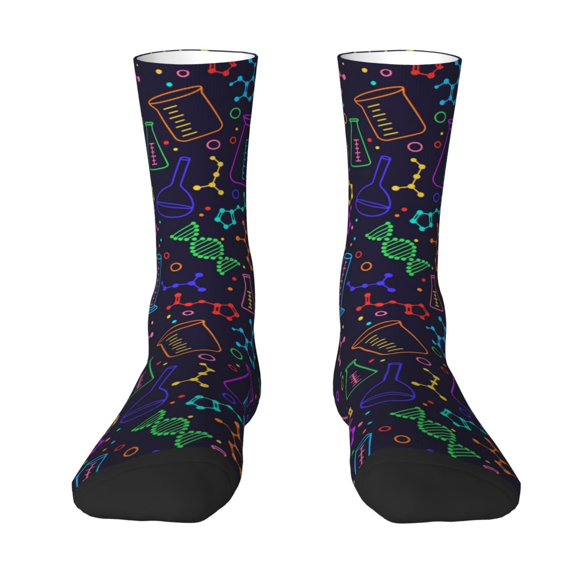 JUNZAN Chemistry Science Mens Funny Socks for Men Women Colorful Fun Novelty Crew Patterned Socks