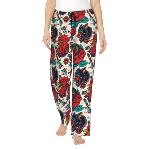 JUNZAN Chicken Women's Pajama Pants Drawstring Comfy Sleep Bottoms with Pockets