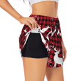 thumbnail image 1 of JUNZAN Christmas Buffalo Plaid Print Women's Athletic Gym Running Shorts with Phone Pockets - Workout Shorts-Medium, 1 of 8