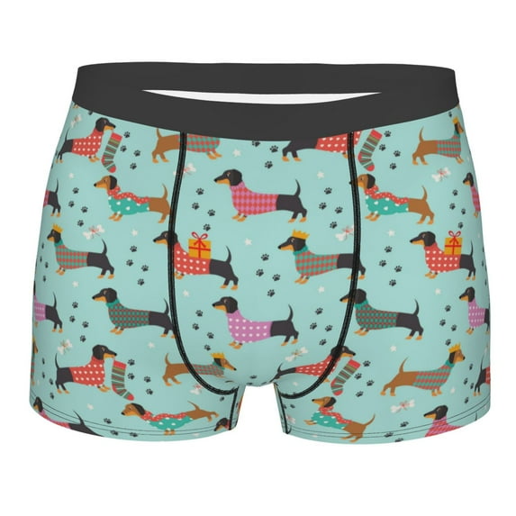 JUNZAN Christmas Dachshund Mens Underwear Boxer Briefs for Men’s - Medium