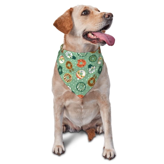 JUNZAN Christmas Donuts Dog Bandanas,Dog Bandanas Scarf Triangle Bibs Kerchief Flannel Thicken Cotton Bandana for Small Medium Large Dogs and Cats
