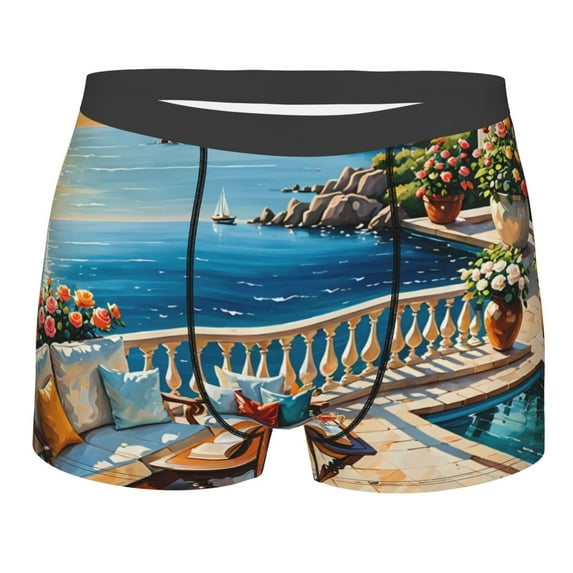 JUNZAN Coastal Style Garden Villa Mens Underwear Boxer Briefs for Men’s - Small
