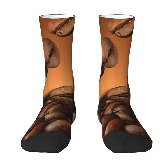 JUNZAN Coffee Beans Mens Funny Socks for Men Women Colorful Fun Novelty Crew Patterned Socks
