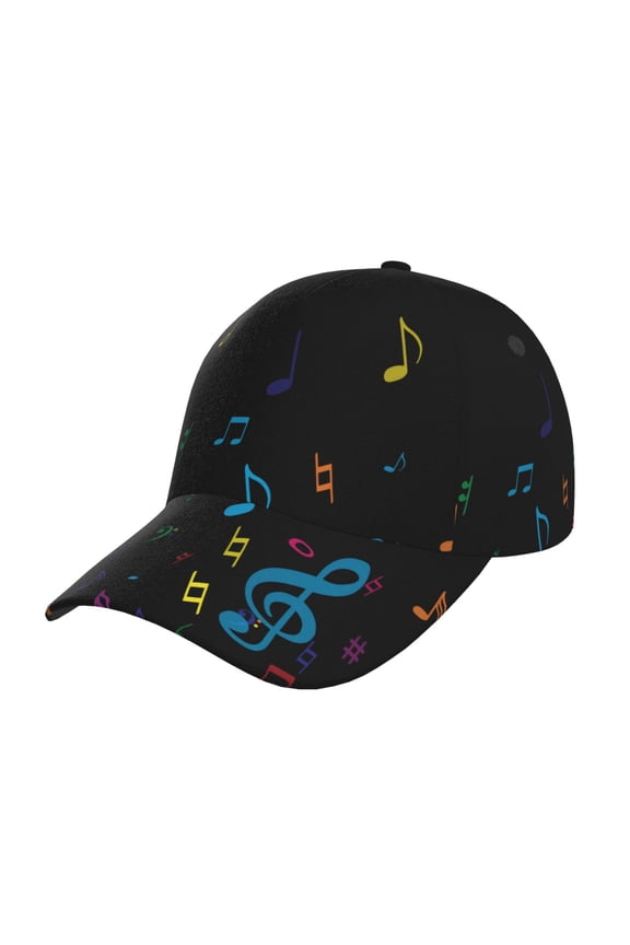 Color Musical Notes Print Baseball Cap,Unisex Sports Cap Dad Hat Adjustable Size for Running Workouts and Outdoor Activities All Seasons