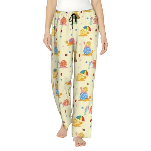JUNZAN Colorful Cartoon Snail Women's Pajama Pants Drawstring Comfy Sleep Bottoms with Pockets-XX-Large