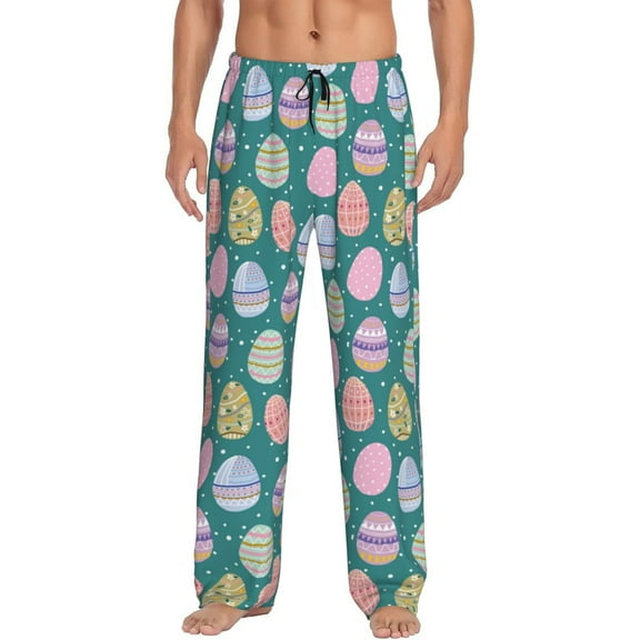 JUNZAN Colorful Easter eggs Men's Pajama Pants Sleepwear Pants PJ Bottoms Drawstring and Pockets-Small