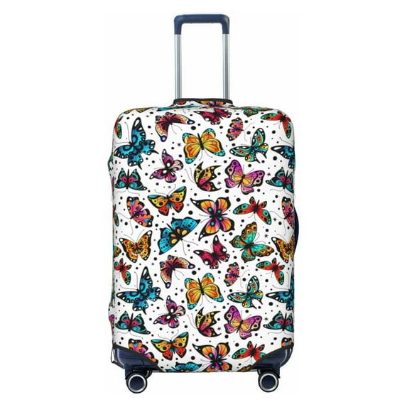JUNZAN Colorful Flying Butterflies Print Washable Luggage Cover - Fashion Suitcase Protector Fits 18-32 Inch Luggage (without luggage)
