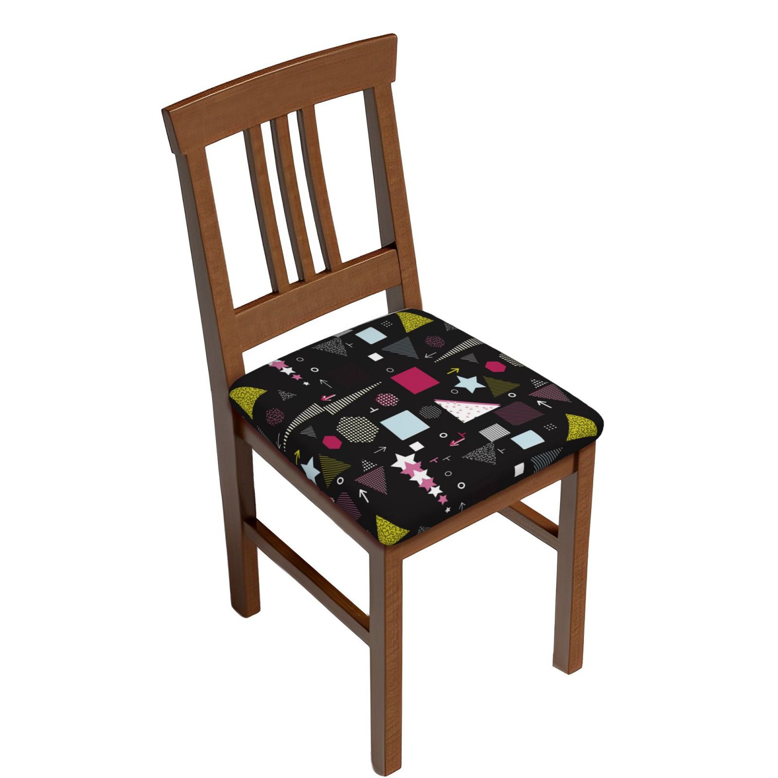 JUNZAN Colorful Geometry Print Dining Chair Seat Covers, Stretch Fitted