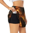 thumbnail image 1 of JUNZAN Cool Fire Man Print Women's Athletic Gym Running Shorts with Phone Pockets - Workout Shorts-, 1 of 5