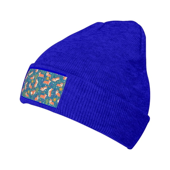 JUNZAN Corgi with Flowers Mens Winter Hats Thick Knit Cuff Beanie Cap Beanie Hat