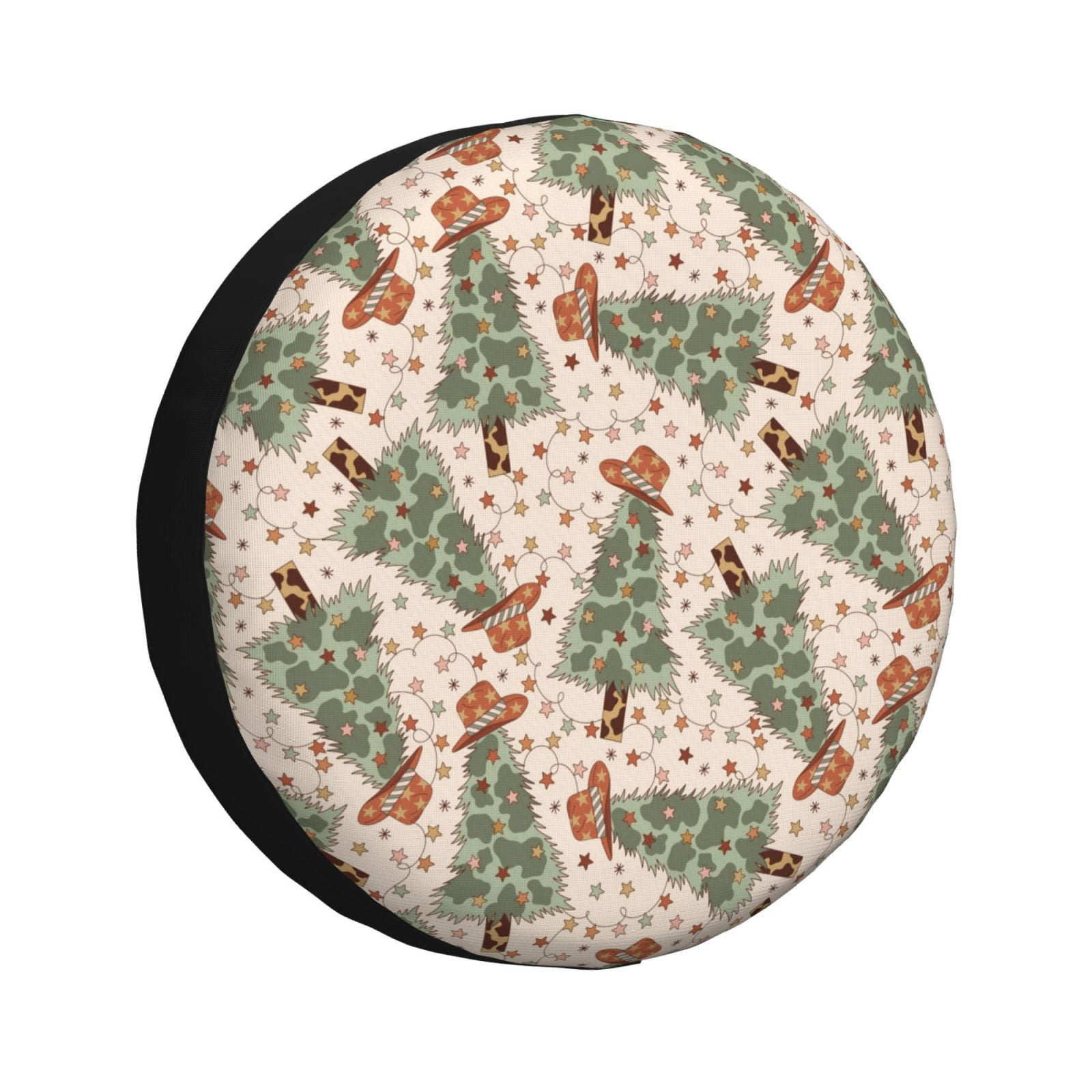 JUNZAN Cowboy Christmas Trees Spare Tire Cover Wheel Protector for Truck SUV Trailer Camping Rv