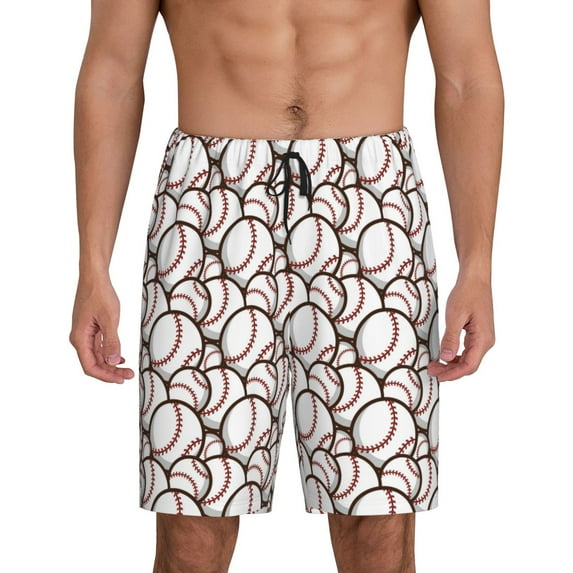 JUNZAN Cute Baseball Pattern Sleep Pajama Shorts for Men,Men's Pajama Bottoms,Sleepwear,Pj Shorts