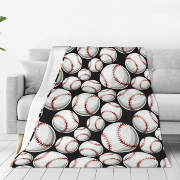 JUNZAN Cute Baseball Print Flannel Fleece Blanket Throw Blanket for Bed,Sofa,Couch,Travel,Camping(40"x30" )