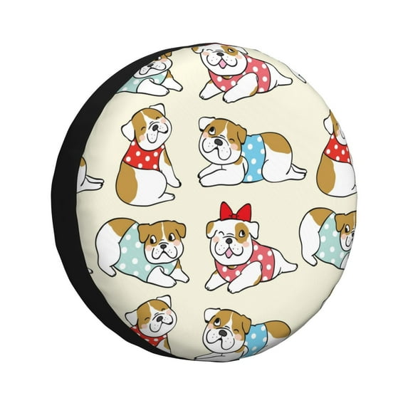 JUNZAN Cute Bull Dog Spare Tire Cover Wheel Protector for Truck SUV Trailer Camping Rv Tire Covers-14 inch