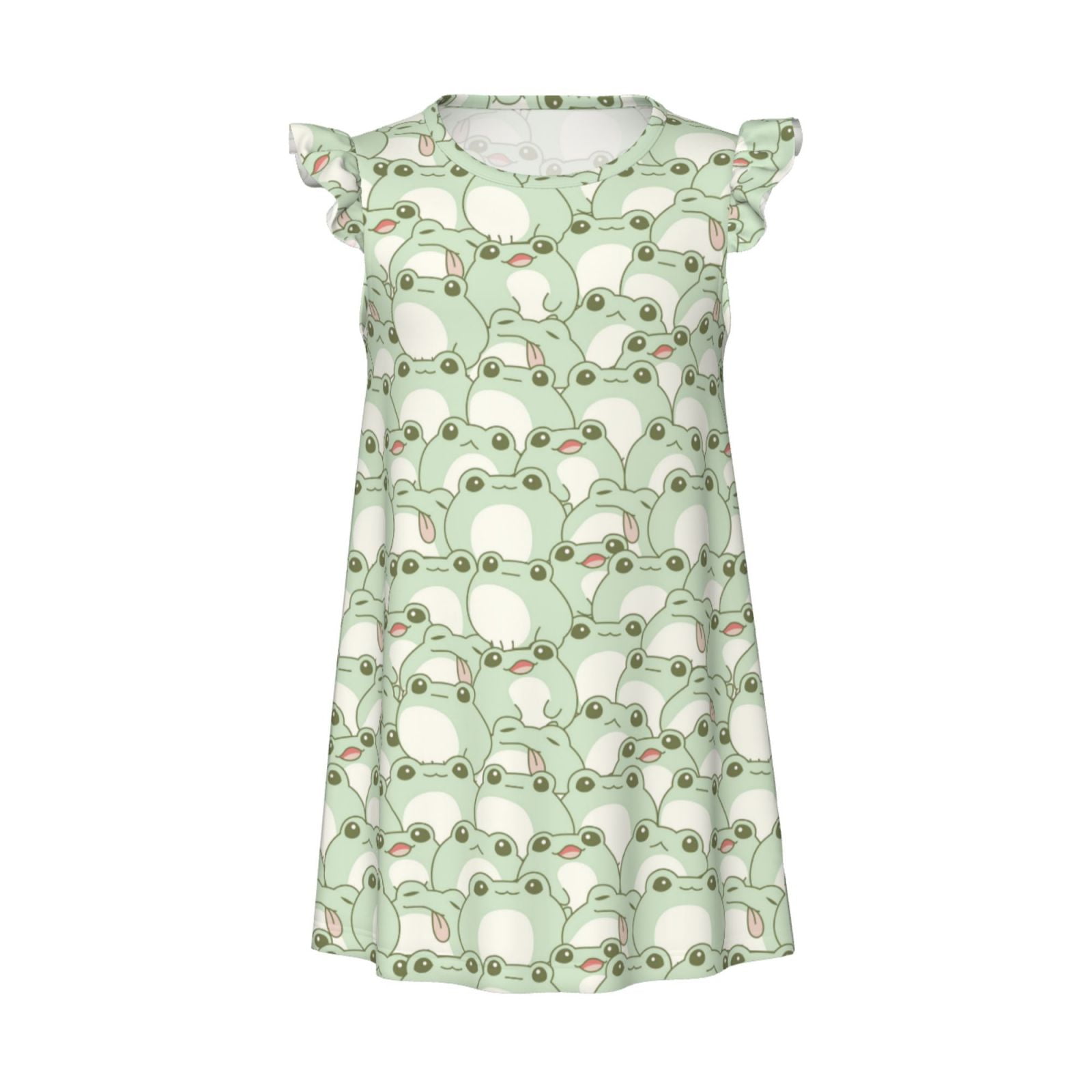JUNZAN Cute Frog Print Girls Nightgown Pajamas - Soft Toddler Sleepwear ...