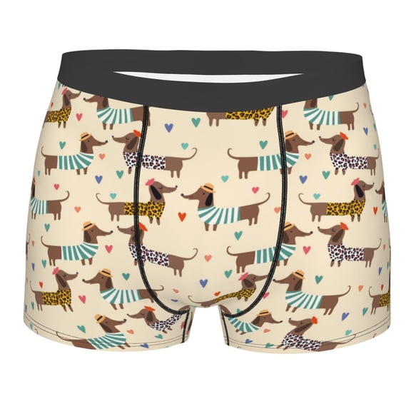 JUNZAN Dachshund Dog Mens Underwear Boxer Briefs for Men’s - Small