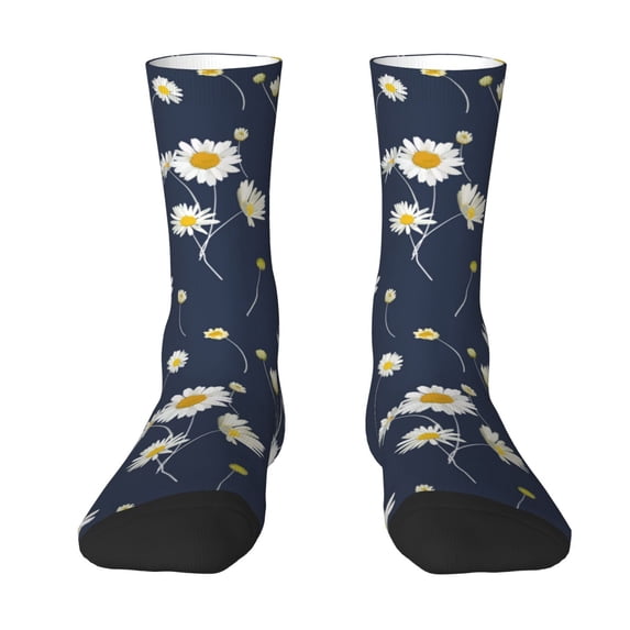 JUNZAN Daisies Flowers Mens Funny Socks for Men Women Colorful Fun Novelty Crew Patterned Socks