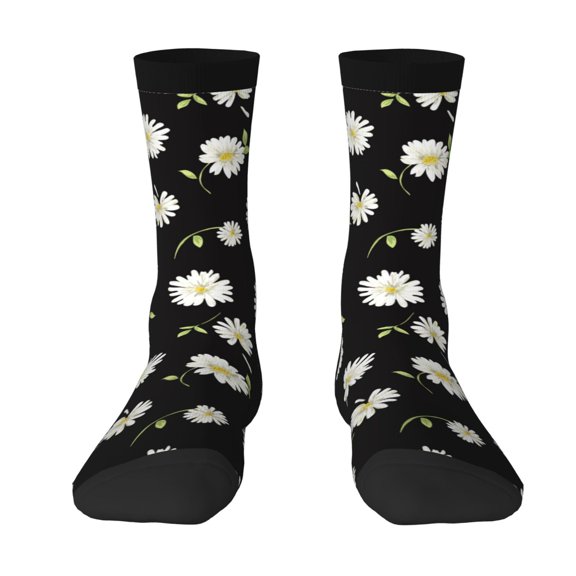 JUNZAN Daisies Flowers Mens Funny Socks for Men Women Colorful Fun Novelty Crew Patterned Socks