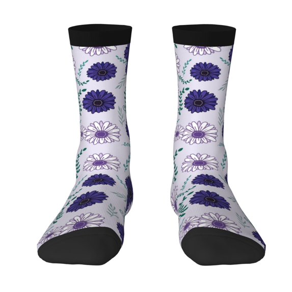 JUNZAN Daisies Flowers Mens Funny Socks for Men Women Colorful Fun Novelty Crew Patterned Socks