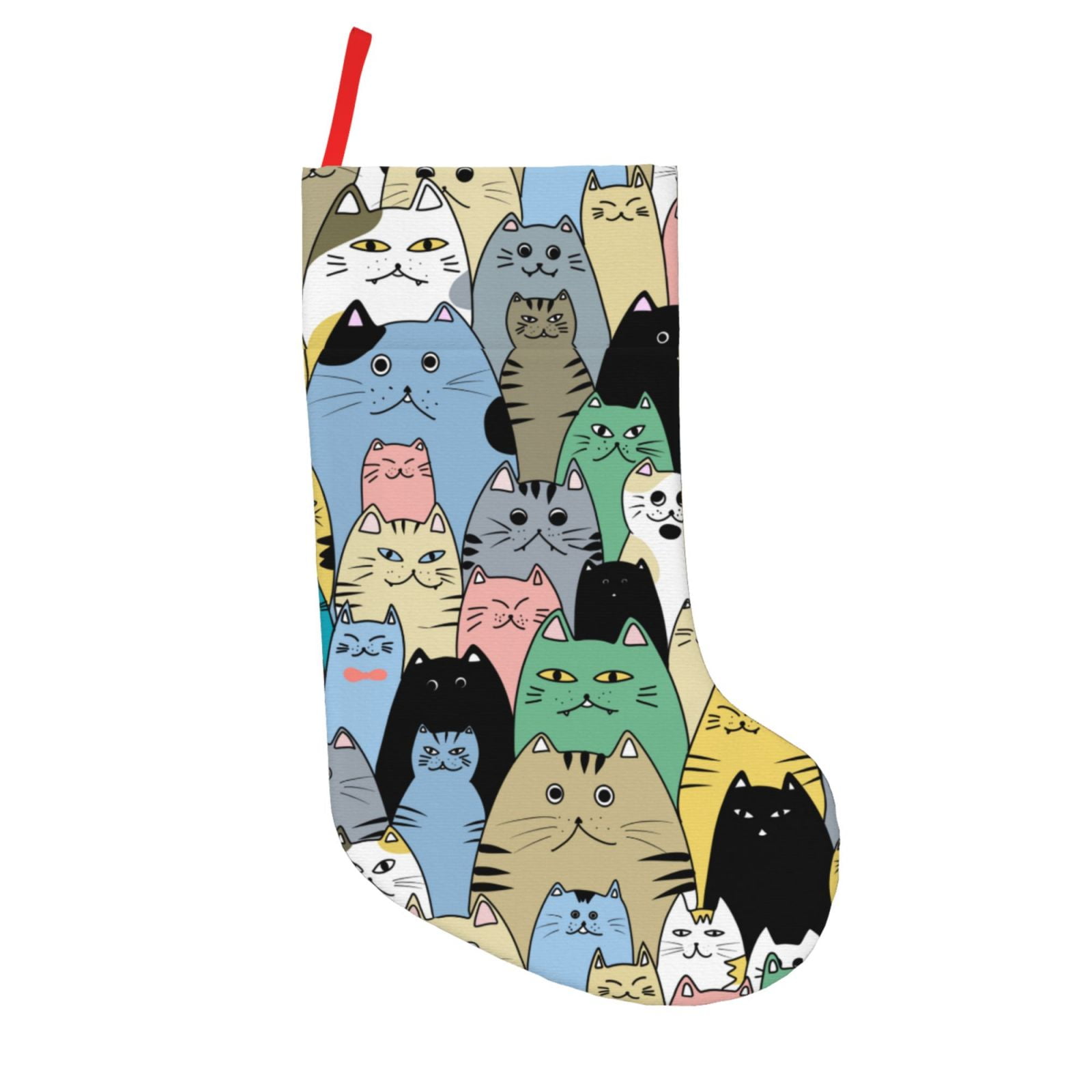 JUNZAN Different Cats Print 18 Inches Christmas Stockings with Letters