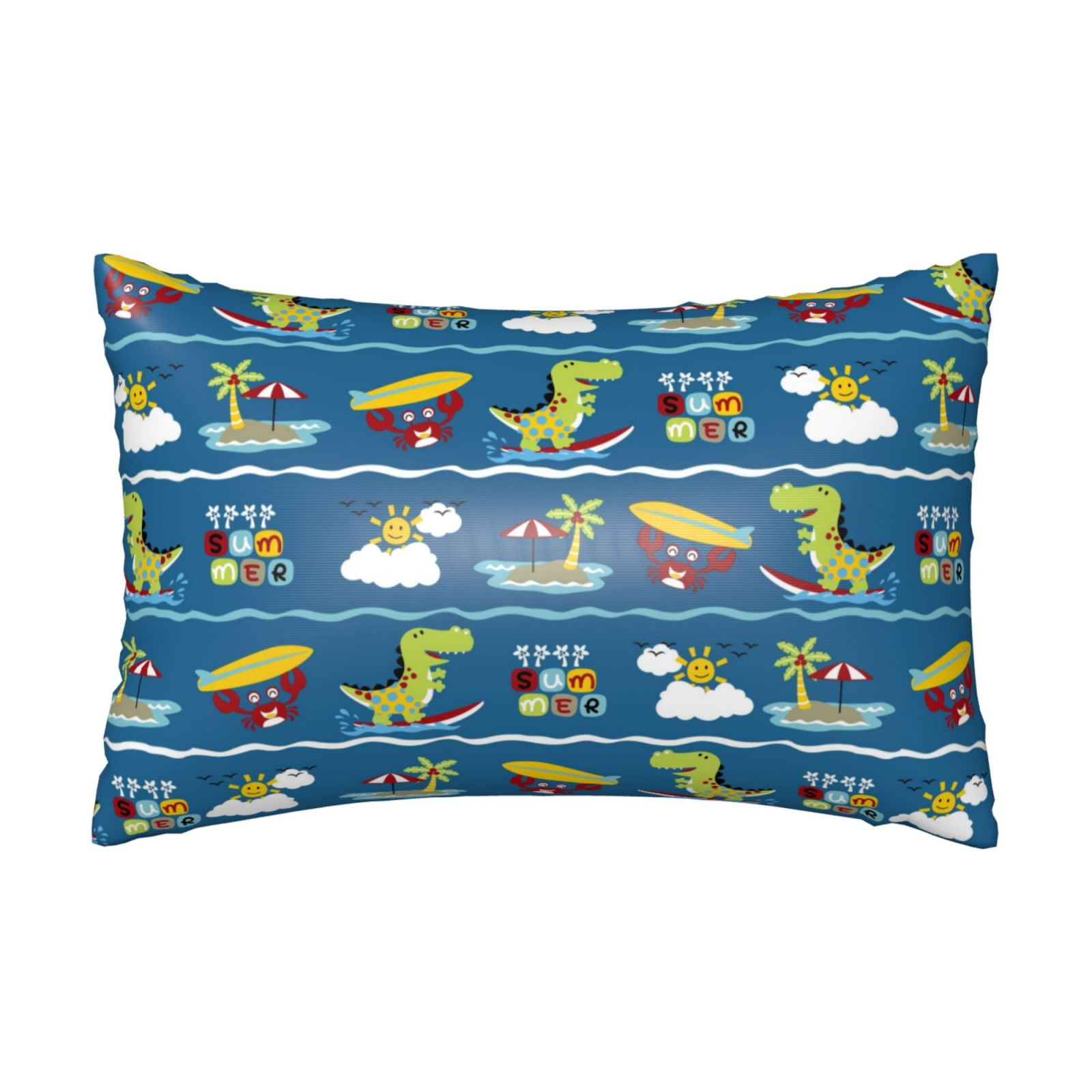 JUNZAN Dinosaur on the Beach Vacation Silk Pillowcase for Hair and Skin