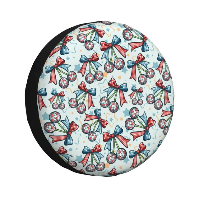JUNZAN Disco Ball Cherry With Bow Tire Cover Wheel Protector for Truck SUV Trailer Camping Rv