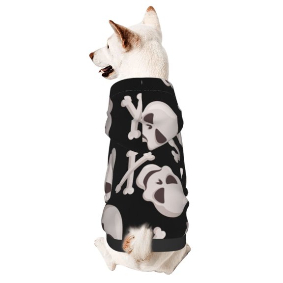 JUNZAN Dog Hoodie Puppy Sweater Sweatshirt,Cold Weather Coat Pet Clothes for Dog Cat-black white Skull bone