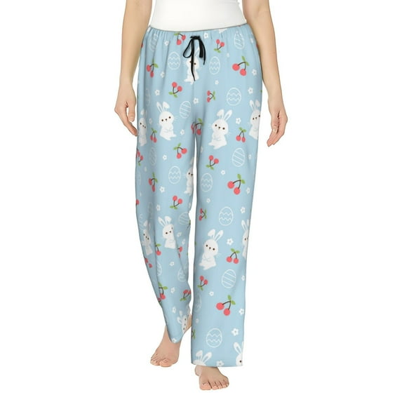 JUNZAN Easter Rabbit Women's Pajama Pants Drawstring Comfy Sleep Bottoms with Pockets