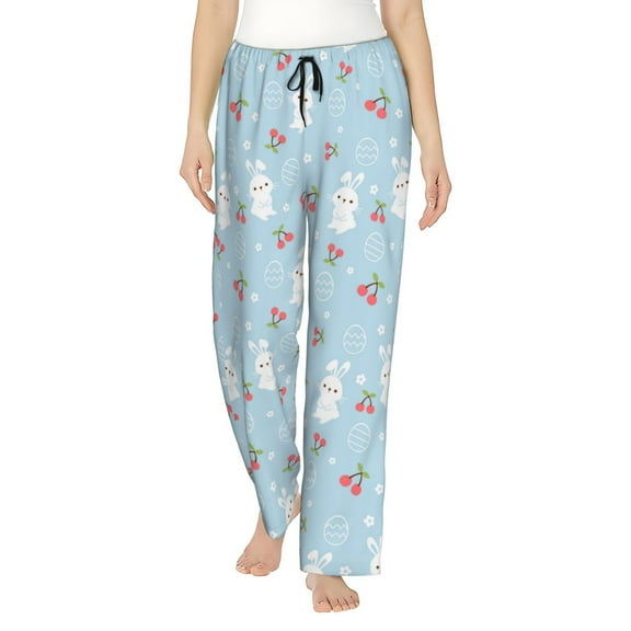 JUNZAN Easter Rabbit Women's Pajama Pants Drawstring Comfy Sleep Bottoms with Pockets