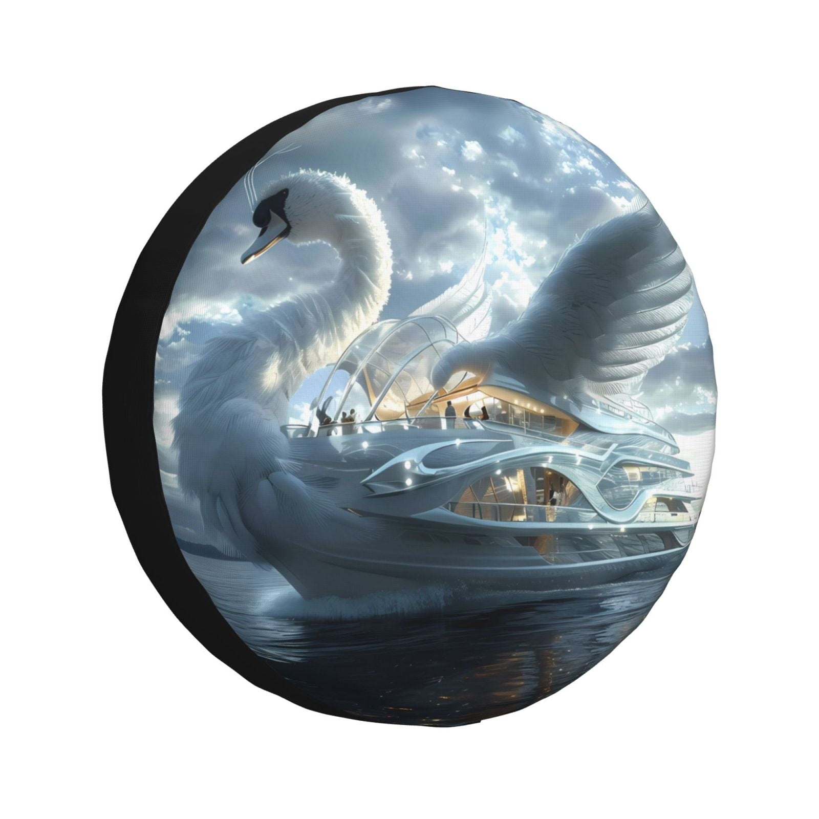 JUNZAN Fantasy Swan Yacht Design Spare Tire Cover Wheel Protector for